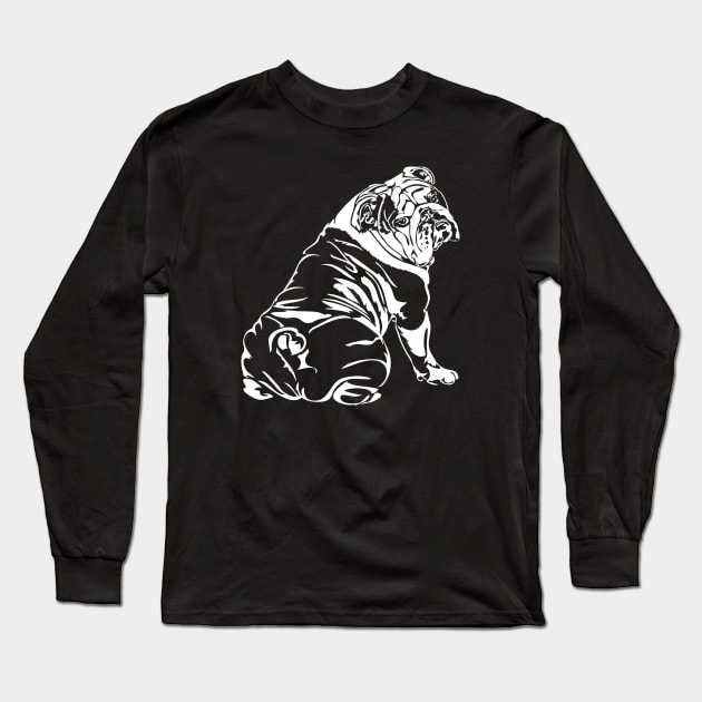 Funny Proud British Bulldog dog English Bulldog portrait Long Sleeve T-Shirt by wilsigns